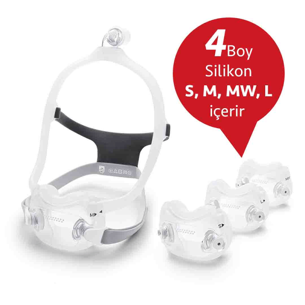 Philips Respironics DreamWear Ağız Burun CPAP Maskesi (S,M,MW,L Silikon Paket İçinde)